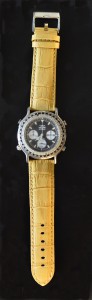YEMA FLYGRAF 1994 avec StrapsCo Bracelet pour Montre de Première Qualité Cuir Gaufré Crocodile, Beige, 22mm