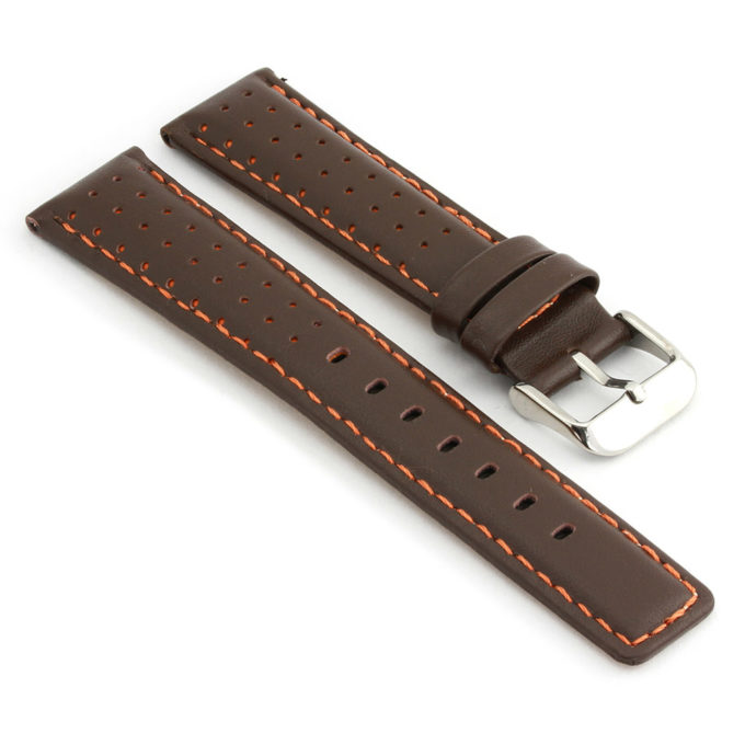 367.2 Perforated Rally Strap in Dark Brown with Orange Stitching