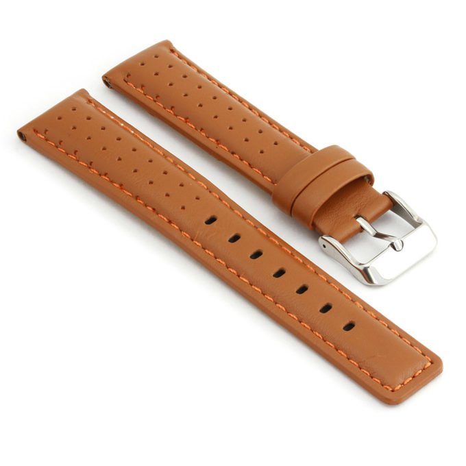 367.3 Perforated Rally Strap in Tan with Orange Stitching