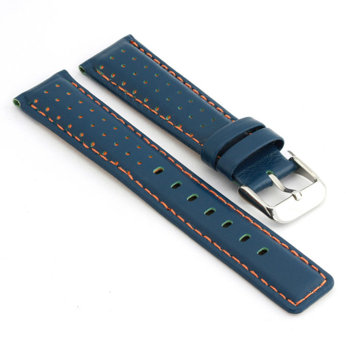 367.5 Perforated Rally Strap in Blue with Orange Stitching