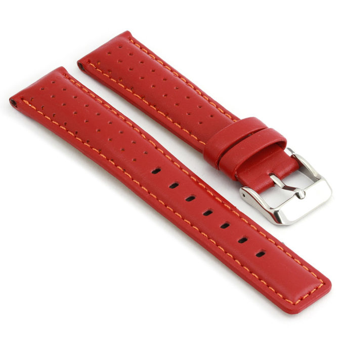 367.6 Perforated Rally Strap in Red with Orange Stitching