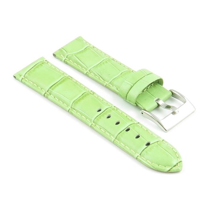 368.11 Crocodile Embossed Padded Leather Watch Strap in Green