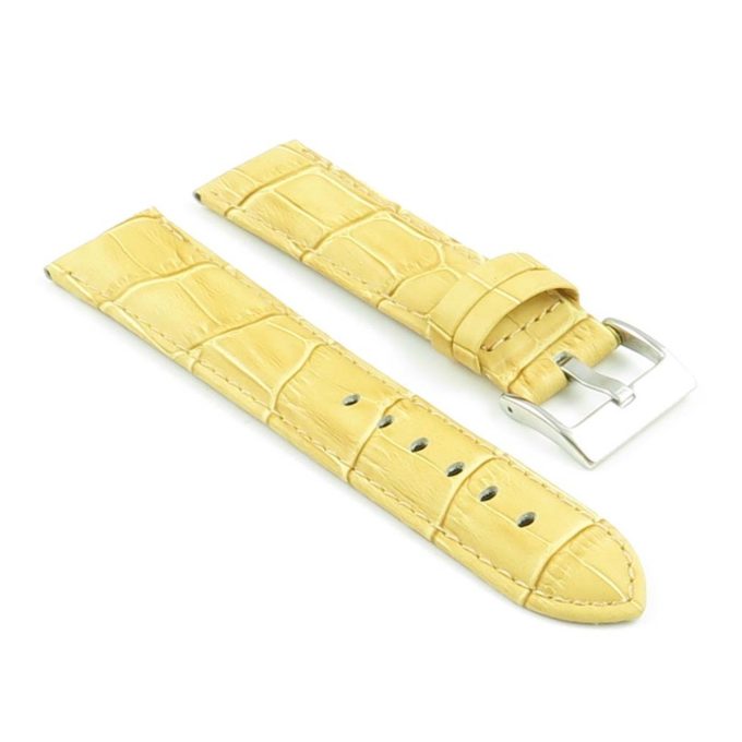 368.17 Crocodile Embossed Padded Leather Watch Strap in Beige