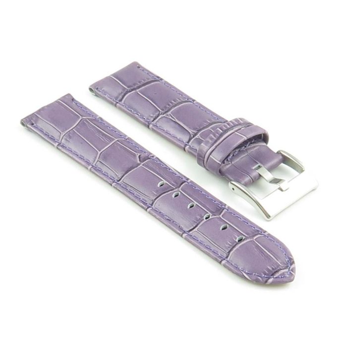 368.18 Crocodile Embossed Padded Leather Watch Strap in Purple