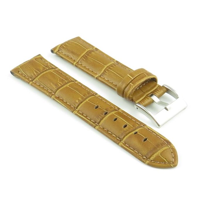 368.9 Crocodile Embossed Padded Leather Watch Strap in Tan