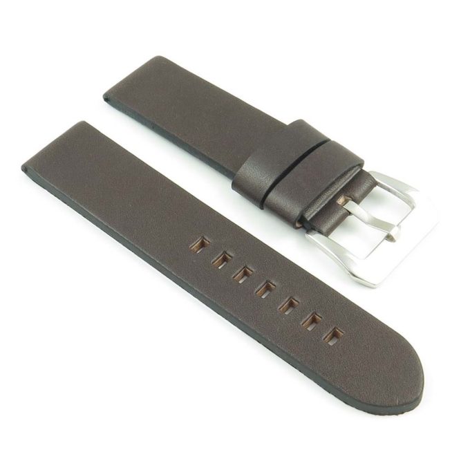 383.2 Thick Flat Leather Watch Strap in Dark Brown