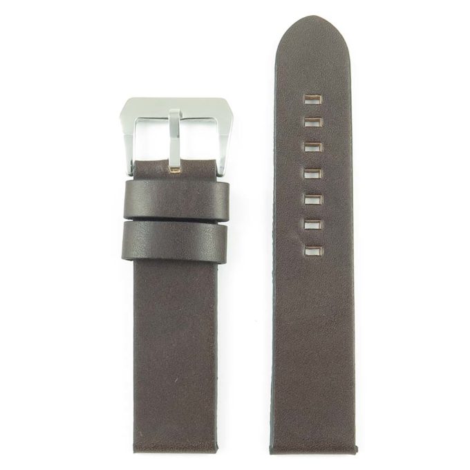 383.2 Thick Flat Leather Watch Strap in Dark Brown