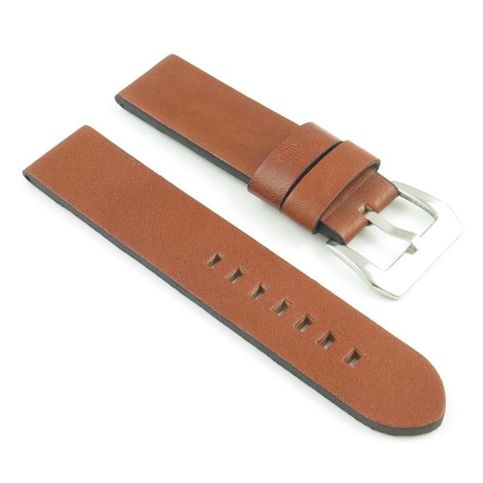 383.8 Thick Flat Leather Watch Strap in Rust