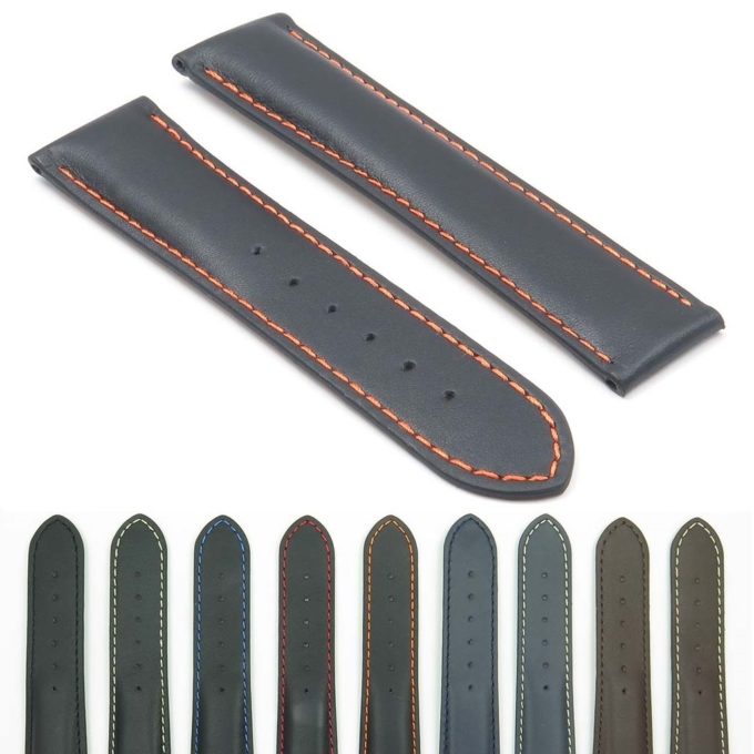 All Color DASSARI Modena ome10 Smooth Italian Leather Strap for Deployment Clasp