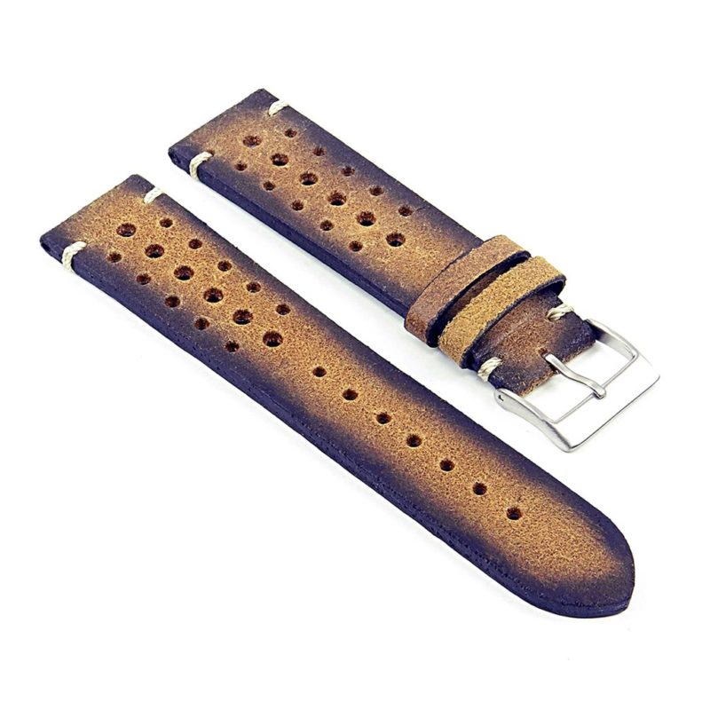 DASSARI Speedster ra2.3 Perforated Vintage Leather Rally Strap in Tan