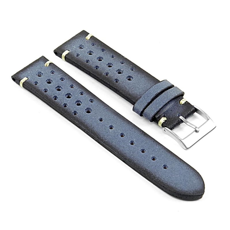 DASSARI Speedster ra2.5 Perforated Vintage Leather Rally Strap in Blue