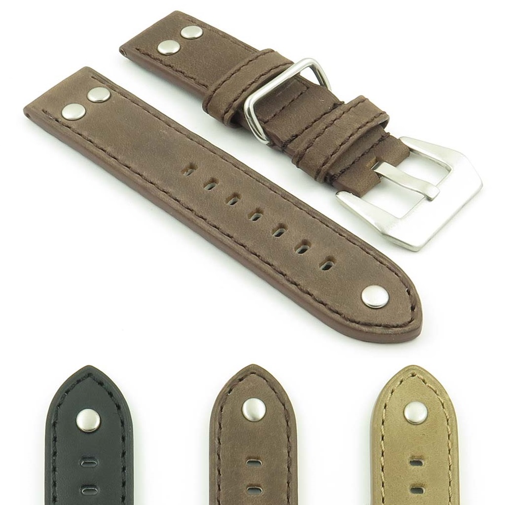 Liberty Leather Strap with Metal Keeper and Rivets By DASSARI