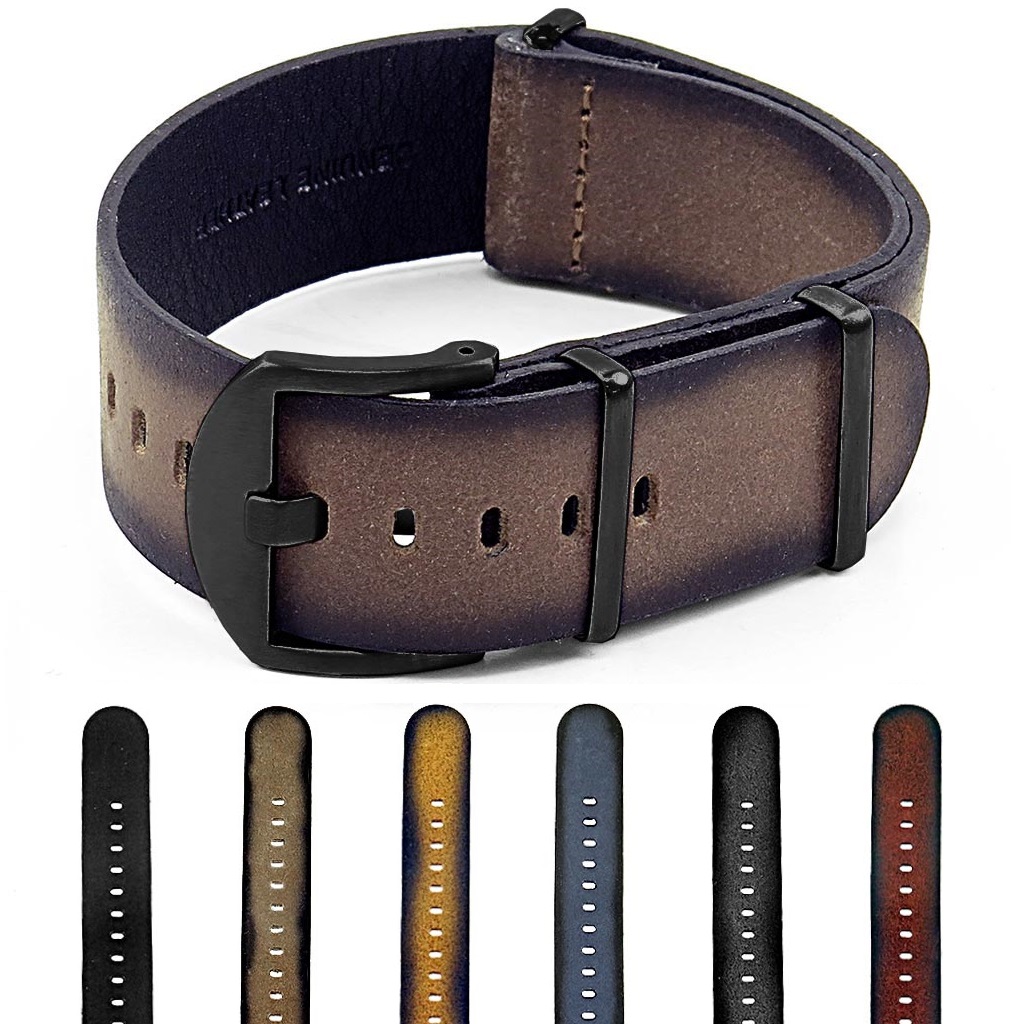 distressed leather nato strap