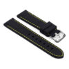 pu1.1.10 Rubber Strap with Contrast Stitching in black with yellow stitching