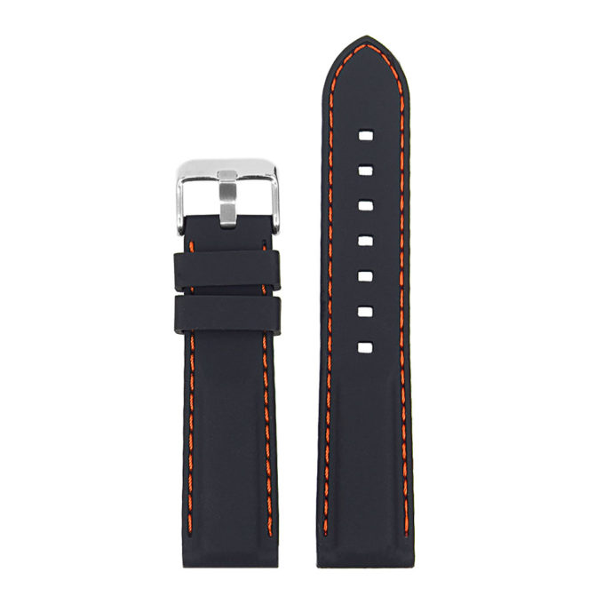 pu1.1.12 Rubber Strap with Contrast Stitching in black with orange stitching