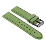 pu1.11.1.mb Rubber Strap with Contrast Stitching with Matte Black Tang Buckle in green with black stitching