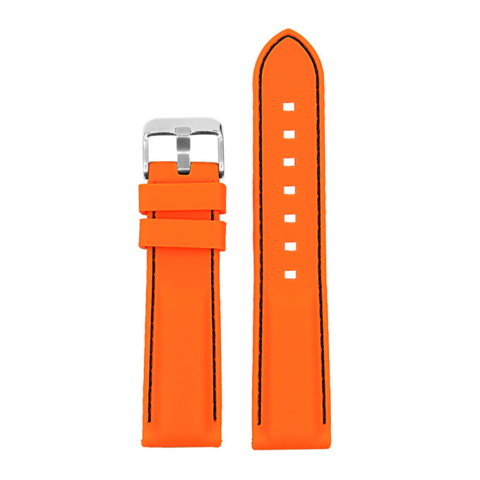 pu1.12.1 Rubber Strap with Contrast Stitching in orange with black stiching