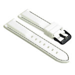 pu1.22.1.mb Rubber Strap with Contrast Stitching with Matte Black Tang Buckle in white with black stitching