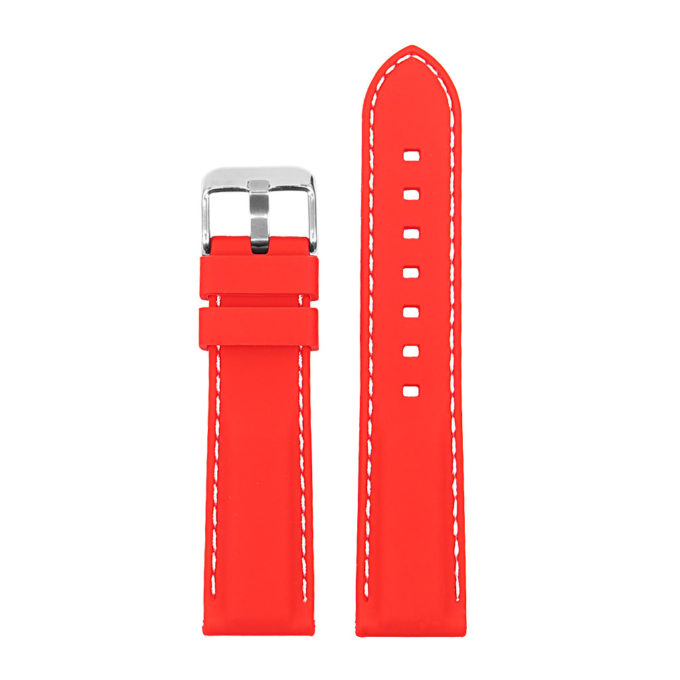 pu1.6.22 Rubber Strap with Contrast Stitching in red with white stitching