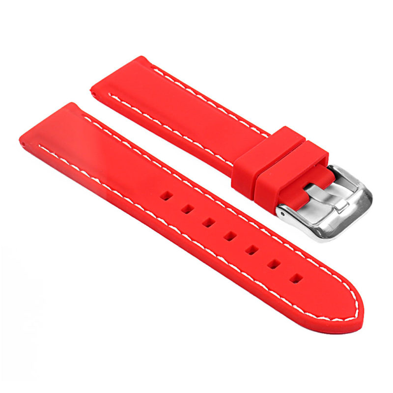 pu1.6.22 Rubber Strap with Contrast Stitching in red with white stitching