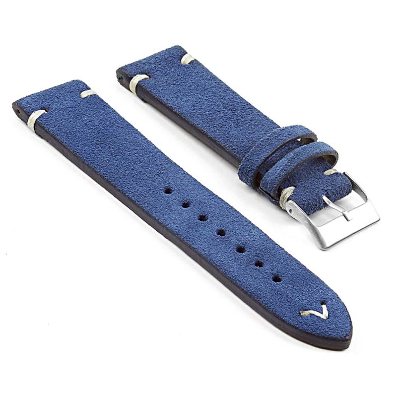 st15.5 Suede Watch Strap in blue w white stitching