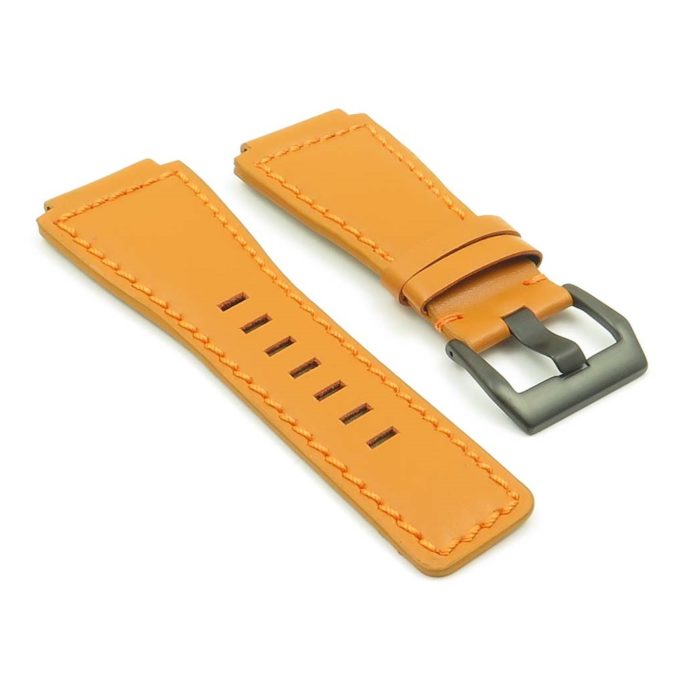 BR1.12.mb DASSARI Magnum Leather Watch Strap for Bell and Ross in Orange wih matte black buckle