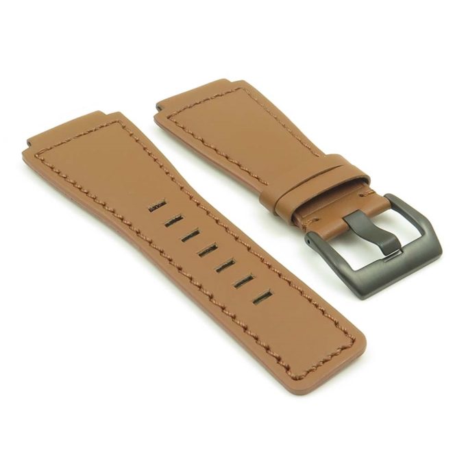 BR1.3.mb DASSARI Magnum Leather Watch Strap for Bell and Ross in Tan with matte black buckle