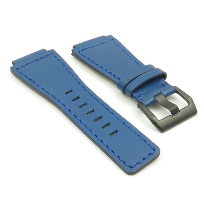 BR1.5.mb DASSARI Magnum Leather Watch Strap for Bell and Ross in Blue with matte black buckle