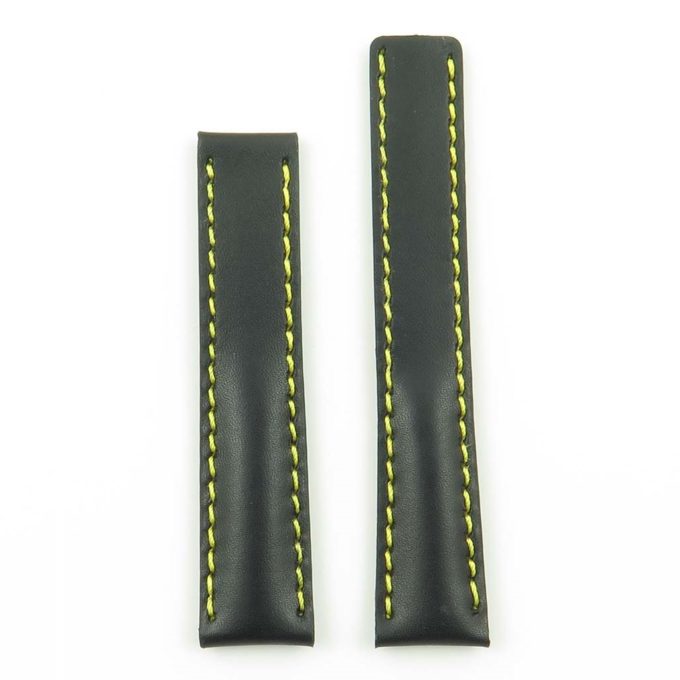 DASSARI Transit p605.1.10 Italian Leather Watch Strap for Tag Heuer in Black w Yellow Stitching