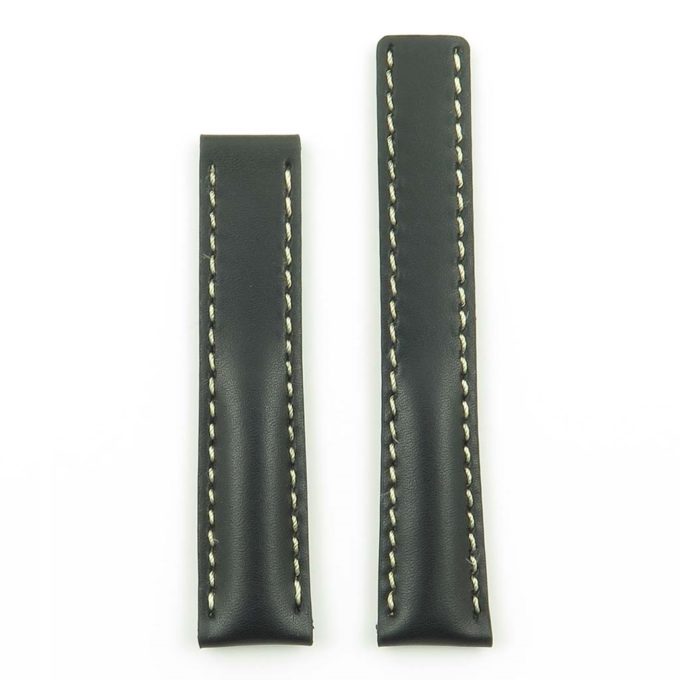 DASSARI Transit p605.1.22 Italian Leather Watch Strap for Tag Heuer in Black w White Stitching