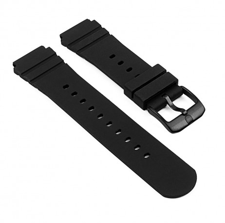 Rubber Watch Band for Luminox Sentry Series 0200 W/ Matte Black Buckle ...