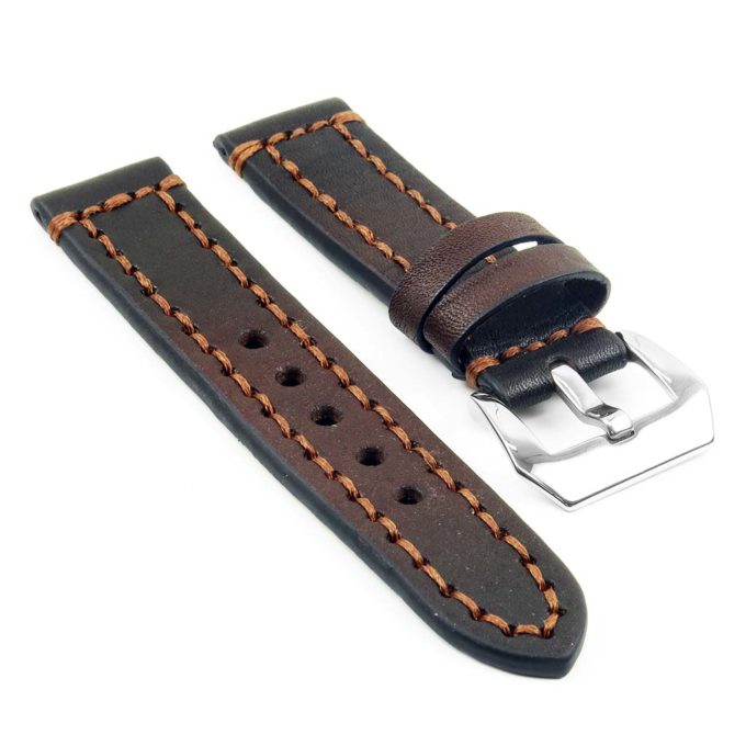 st12.9.mb Thick Leather Strap with Darkened Ends in dark brown