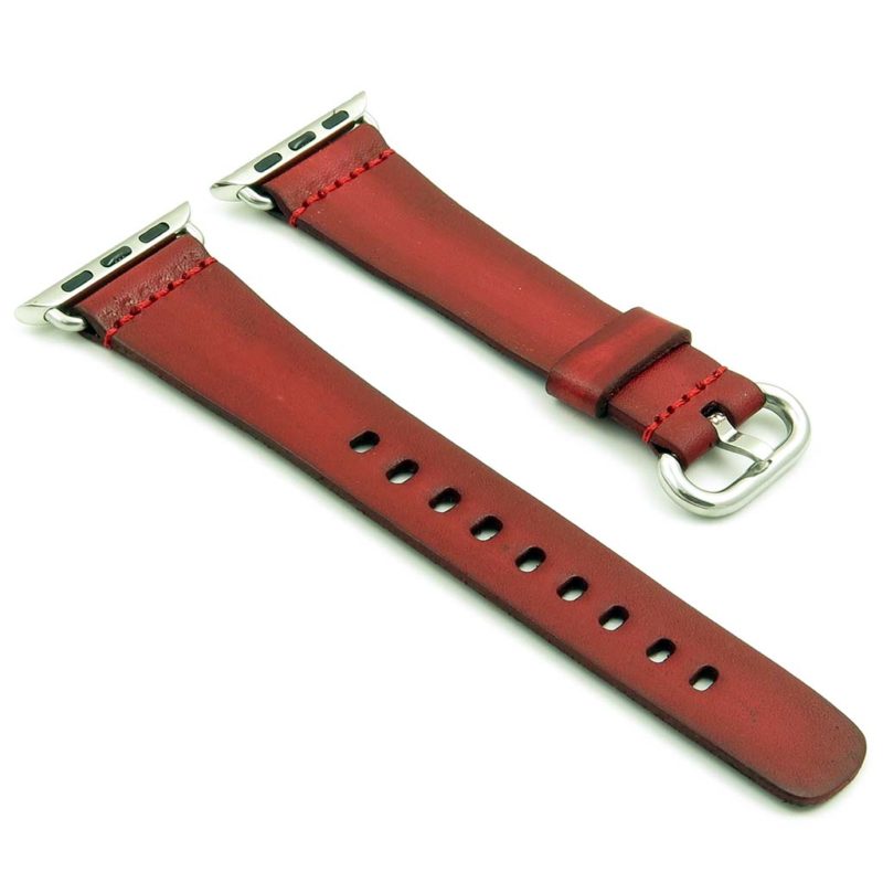 st793.6 Vintage Leather Watch Strap for Apple Watches in Red