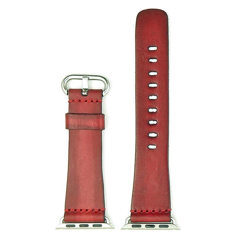 st793.6 Vintage Leather Watch Strap for Apple Watches in Red