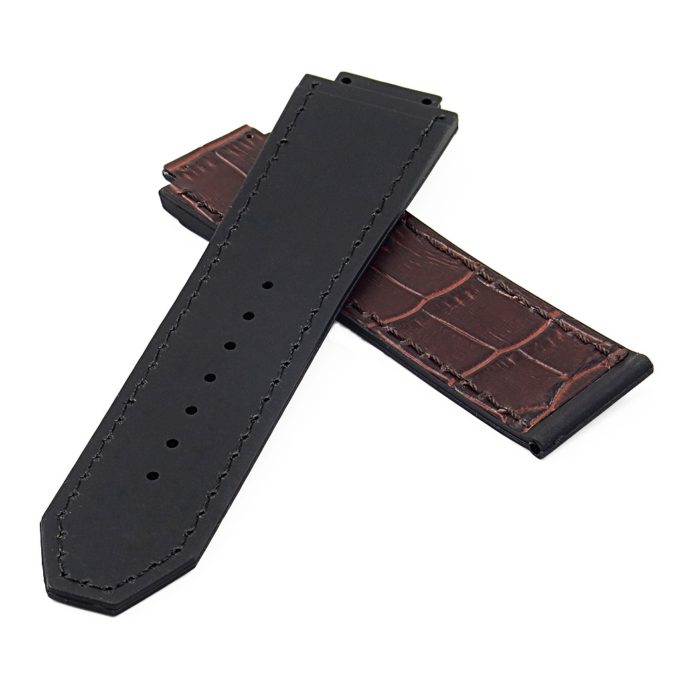 p622.2 DASSARI Croc Embossed leather Strap in Brown 2
