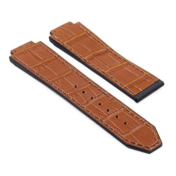 p622.3 DASSARI Croc Embossed leather Strap in Tan