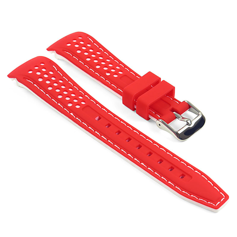 Perforated Rubber Strap in Red and White