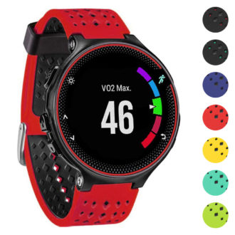 G.r3.6.1 Gallery Red & Black StrapsCo Perforated Silicone Strap For Garmin Forerunner 3