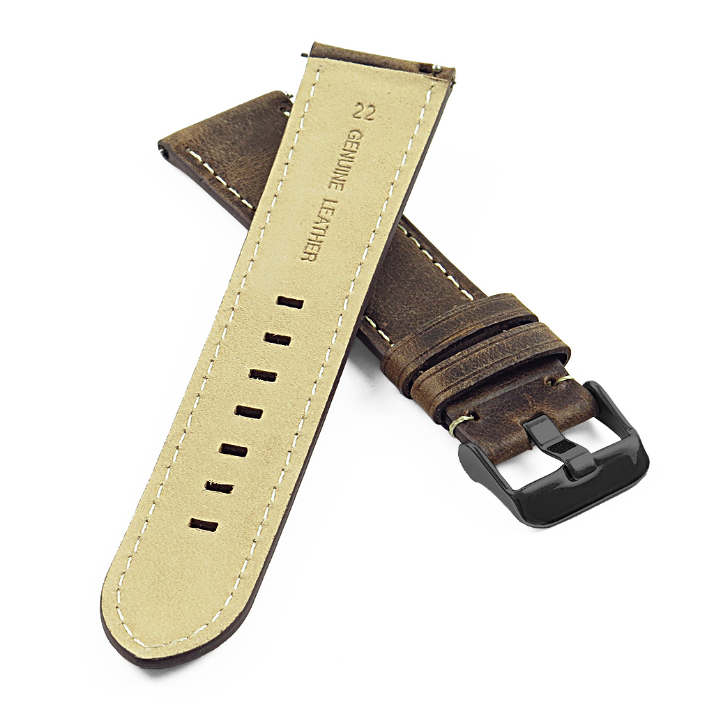 DASSARI 20mm Premium Vintage Distressed Italian Leather Smart Watch Strap Band - Picture 16 of 43