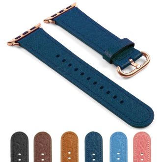 DASSARI Leather Strap For Apple Watch with Rose Gold Buckle BEST