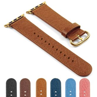 DASSARI Leather Strap For Apple Watch with Yellow Gold Buckle BEST