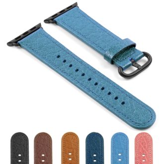 DASSARI Leather Strap For Apple in Light Blue with a Black Buckle BEST