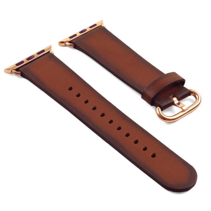 a.l4.2.rg DASSARI Vintage Leather Strap For Apple in Brown with Rose Gold Buckle