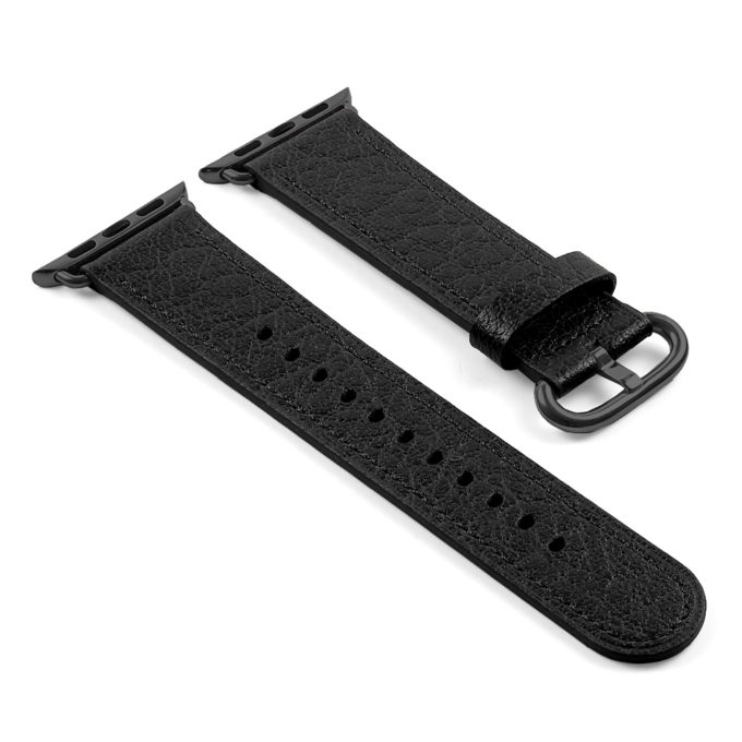 a.l9.1.mb DASSARI Leather Strap For Apple in Black with Black Buckle 2