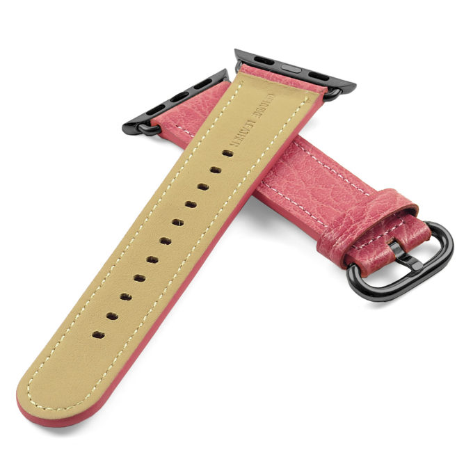 a.l9.13.mb DASSARI Leather Strap For Apple in Pink with a Black Buckle 2