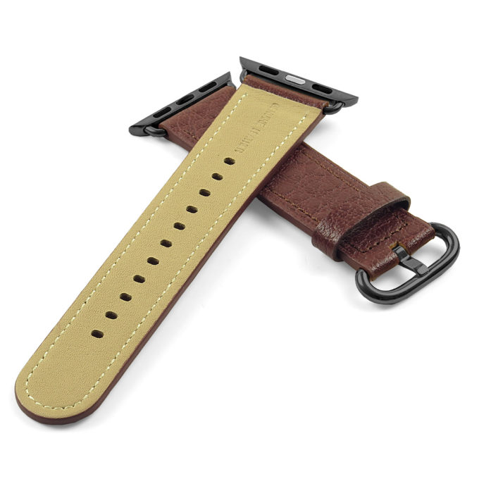 a.l9.2.mb DASSARI Leather Strap For Apple in Brown with a Black Buckle 2
