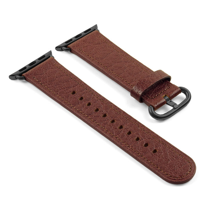a.l9.2.mb DASSARI Leather Strap For Apple in Brown with a Black Buckle