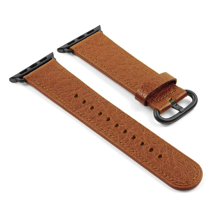 a.l9.3.mb DASSARI Leather Strap For Apple in Tan with a Black Buckle