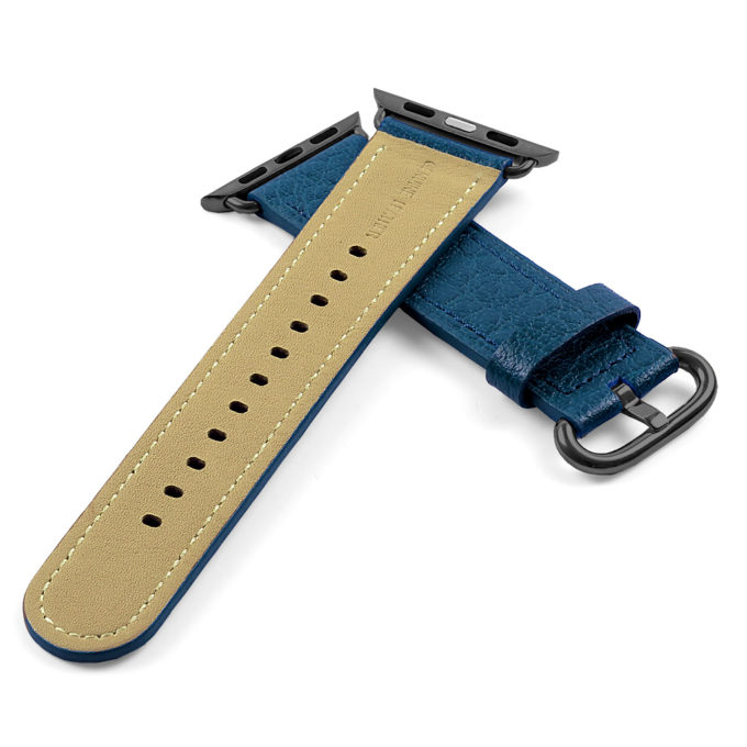 a.l9.5.mb DASSARI Leather Strap For Apple in Dark Blue with a Black Buckle 2