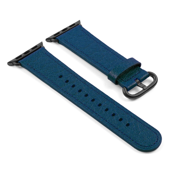 a.l9.5.mb DASSARI Leather Strap For Apple in Dark Blue with a Black Buckle